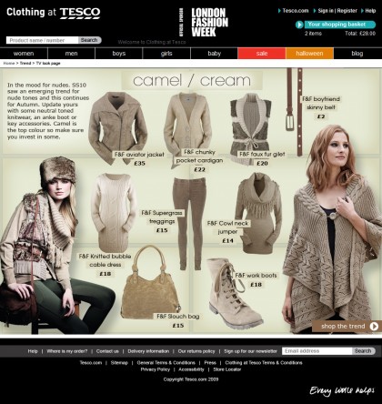 Clothing at Tesco - Trend page - Camel / cream