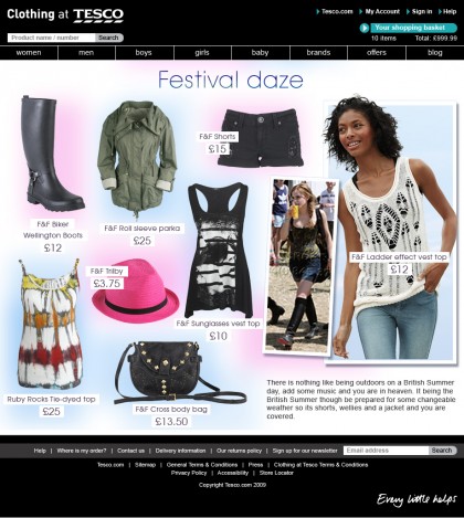 Clothing at Tesco - Trend page - Festival days
